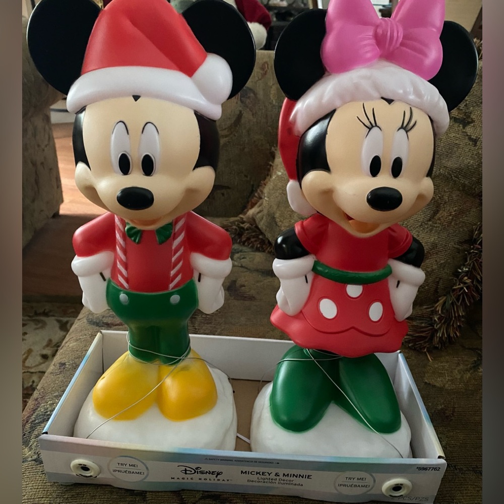 Disney Christmas Minnie and Mickey Mouse 15” lighted blow molds.NEW